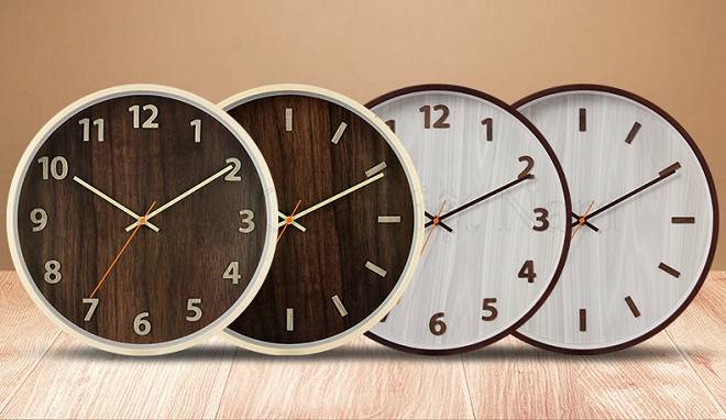 Các mẫu đồng hồ treo tường bằng gỗ đẹp in logo sắc nét 1
