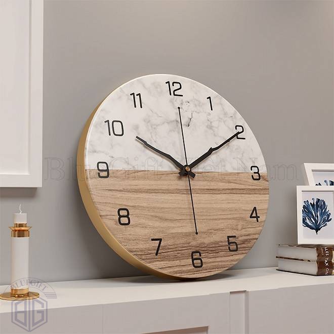 Các mẫu đồng hồ treo tường bằng gỗ đẹp in logo sắc nét 12