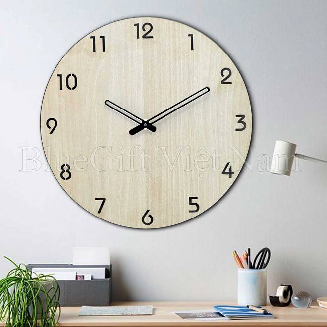 Các mẫu đồng hồ treo tường bằng gỗ đẹp in logo sắc nét 13