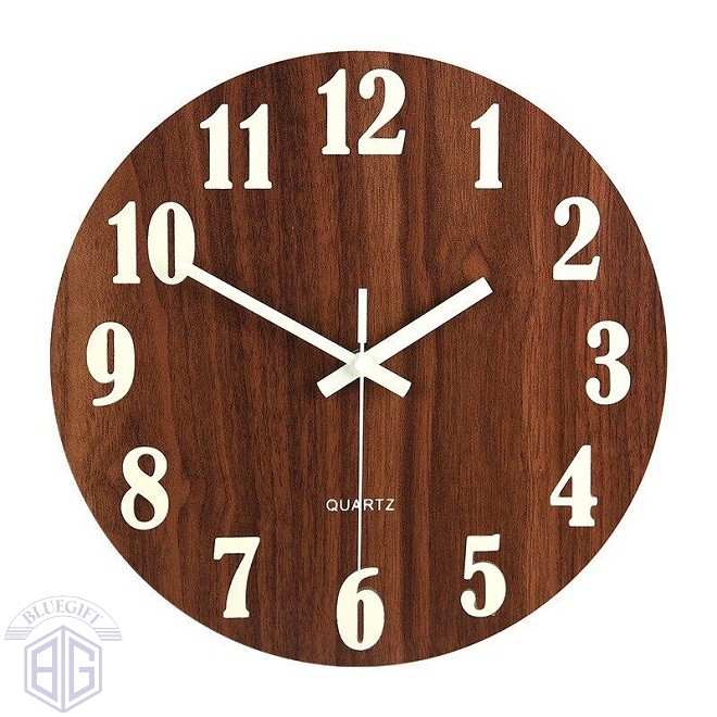 Các mẫu đồng hồ treo tường bằng gỗ đẹp in logo sắc nét 10