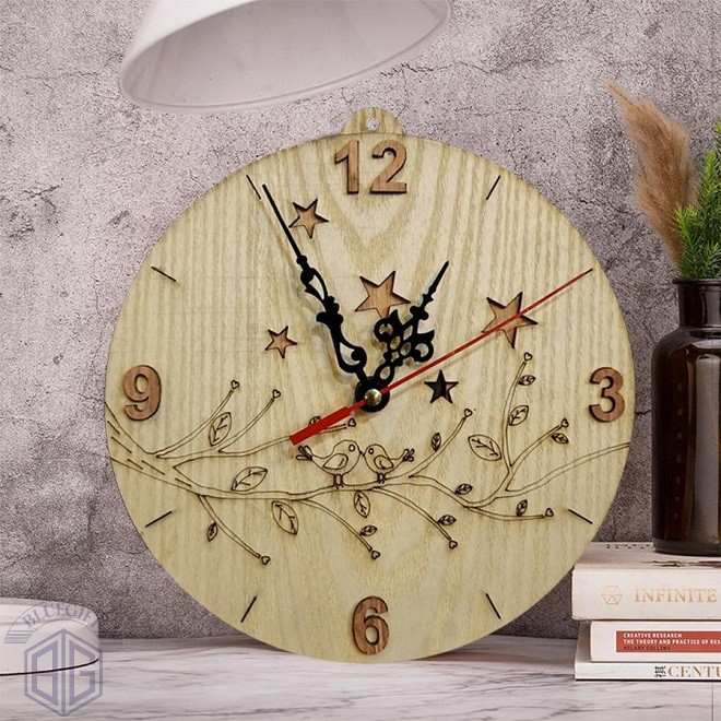 Các mẫu đồng hồ treo tường bằng gỗ đẹp in logo sắc nét 2